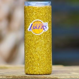 30 Oz Skinny Tumbler LA Lakers Basketball Glitter Personalized Custom Drinkware